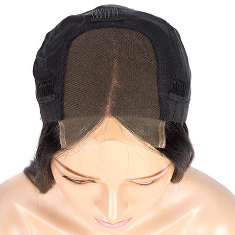 Image of Rebecca Fashion 4x4 Lace Closure Wigs 100% Straight Human Hair Wigs For Black Women 150% Density Natural Black Color