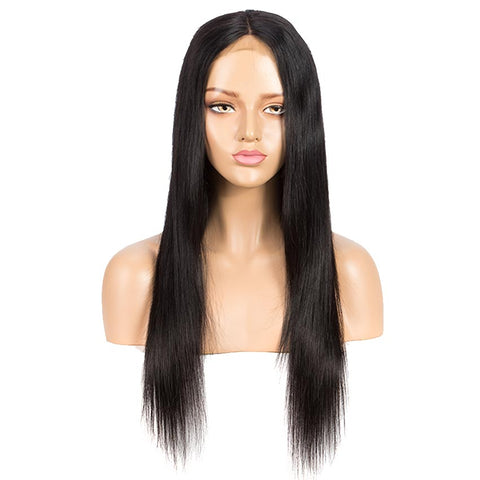 Image of Rebecca Fashion 4x4 Lace Closure Wigs 100% Straight Human Hair Wigs For Black Women 150% Density Natural Black Color
