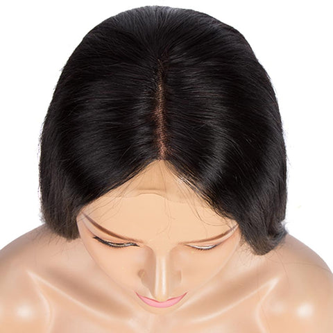 Image of Rebecca Fashion 4x4 Lace Closure Wigs 100% Straight Human Hair Wigs For Black Women 150% Density Natural Black Color