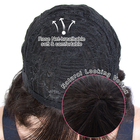 Image of Rebecca Fashion Hightlight Brown Body Wave Human Hair Wigs with Bangs 100% High-quality Human Hair Wig with Bangs for Black Women 130% Density