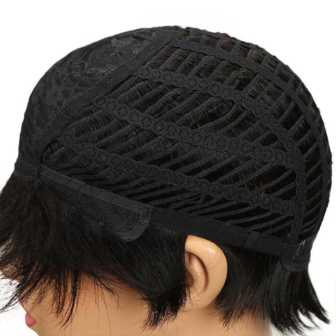 Image of Rebecca Fashion Brown Pixie Cut Wig Short Style Human Hair Wigs With Bangs