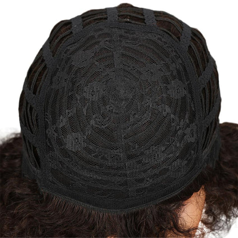 Image of Rebecca Fashion Curly Afro Wig Human Hair Burgundy Wigs