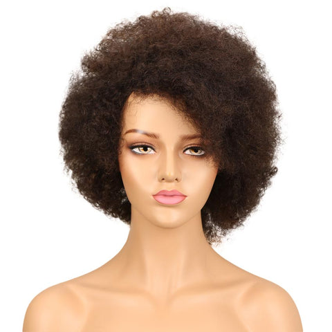 Image of Rebecca Fashion Brown Human Hair Curly Afro Wig