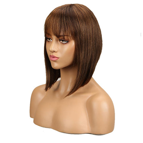 Image of Rebecca Fashion Ombre Colors Wig Straight Human Hair Wigs With Bangs 10 Inch