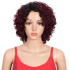 Rebecca Fashion Short Wavy Bob Wigs Ombre Color Black Root to Red Human Hair Wigs