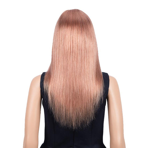 Image of Rebecca Fashion Highlight Pink 4x4 Lace Simulated Scalp Wigs 100% Straight Human Hair Wigs 150% Density