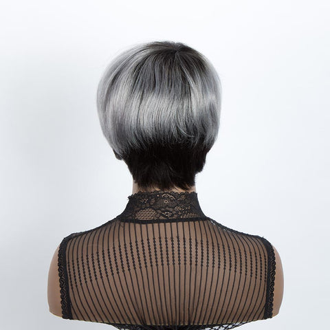 Image of Rebecca Fashion Straight Bangs Style Pixie Cut 9 inch Gray Short Natural Wigs