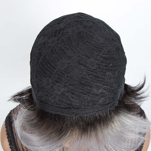 Image of Rebecca Fashion Straight Bangs Style Pixie Cut 9 inch Gray Short Natural Wigs