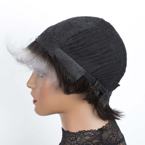 Image of Rebecca Fashion Straight Bangs Style Pixie Cut 9 inch Gray Short Natural Wigs