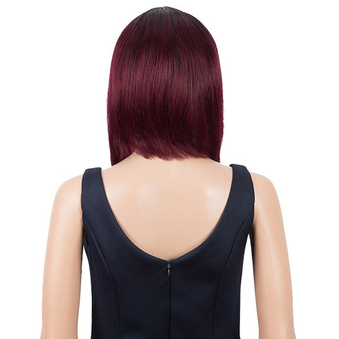 Image of Rebecca Fashion Ombre Burgundy Wigs 10 Inch Human Hair 1B/99J Wig With Bangs