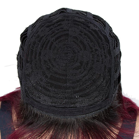 Image of Rebecca Fashion Ombre Burgundy Wigs 10 Inch Human Hair 1B/99J Wig With Bangs