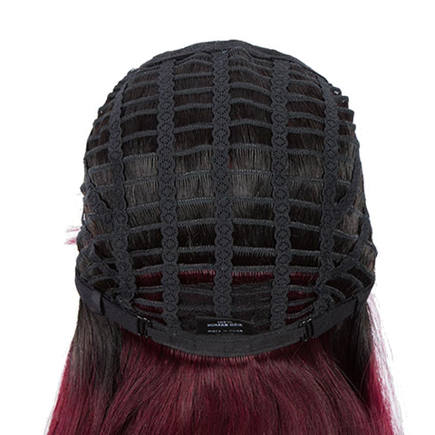 Image of Rebecca Fashion Ombre Burgundy Wigs 10 Inch Human Hair 1B/99J Wig With Bangs