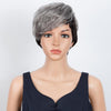 Rebecca Fashion Short Wavy Layered gray Human Hair Wigs Left Side Wigs