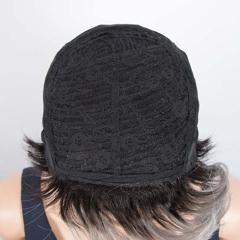 Image of Rebecca Fashion Short Wavy Layered gray Human Hair Wigs Left Side Wigs