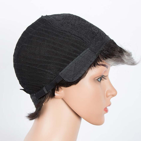 Image of Rebecca Fashion Short Wavy Layered gray Human Hair Wigs Left Side Wigs