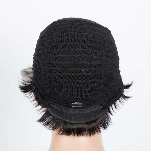 Image of Rebecca Fashion Short Wavy Layered gray Human Hair Wigs Left Side Wigs