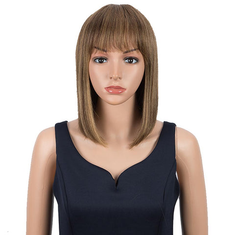 Image of Rebecca Fashion Ombre Colors Wig Straight Human Hair Wigs With Bangs 10 Inch