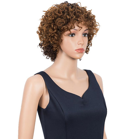 Image of Rebecca Fashion Short Pixie Cute Wigs Curly Human Hair Ombre Wigs