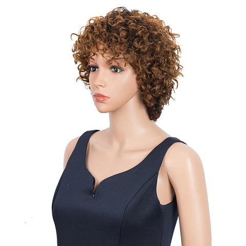 Image of Rebecca Fashion Short Pixie Cute Wigs Curly Human Hair Ombre Wigs