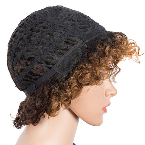 Image of Rebecca Fashion Short Pixie Cute Wigs Curly Human Hair Ombre Wigs