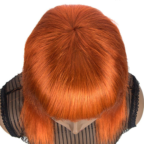 Image of Rebecca Fashion Orange Wigs Straight Human Hair Wigs With Bangs For Women Ginger Color