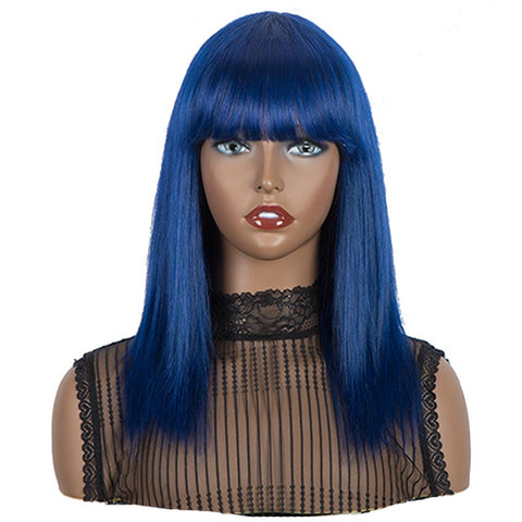 Image of Rebecca Fashion Human Hair Straight Hair Colored Wigs Basic Wigs With Bangs For Women