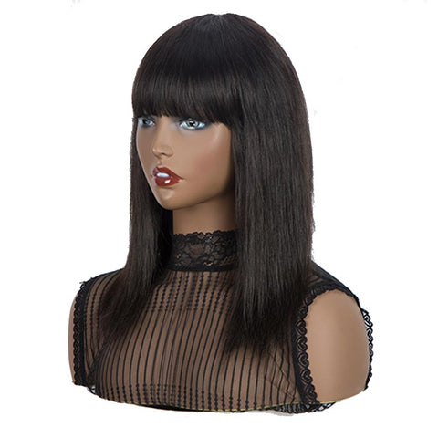 Image of Rebecca Fashion Natural Color Wig Long Straight Hair Wigs With Bangs Human Hair