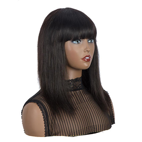 Image of Rebecca Fashion Natural Color Wig Long Straight Hair Wigs With Bangs Human Hair