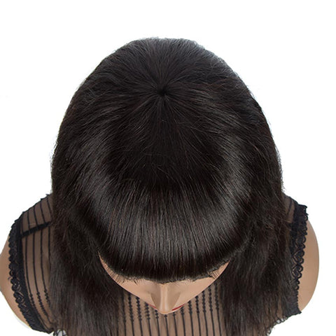 Image of Rebecca Fashion Natural Color Wig Long Straight Hair Wigs With Bangs Human Hair