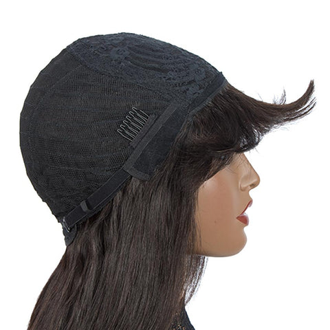 Image of Rebecca Fashion Natural Color Wig Long Straight Hair Wigs With Bangs Human Hair