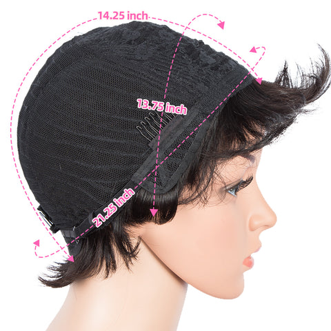 Image of Rebecca Fashion Human Hair Wigs 9 Inch Short Curly Pixie Wig With Bangs