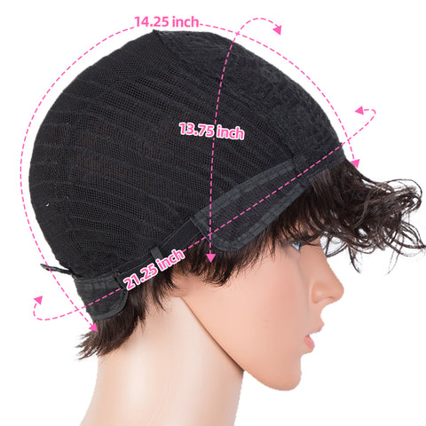 Image of Rebecca Fashion Human Hair Wigs For Women Pixie Cut Wigs 9 Inch Curly Wig Brown Color