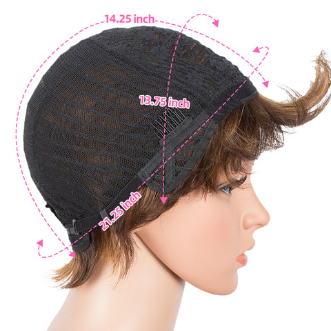 Image of Rebecca Fashion Human Hair Wigs 9 Inch Short Curly Pixie Wigs With Bangs 3 Colors