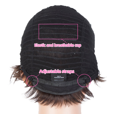 Image of Rebecca Fashion Human Hair Wigs For Women Pixie Cut Wigs 9 Inch Curly Wig Brown Color