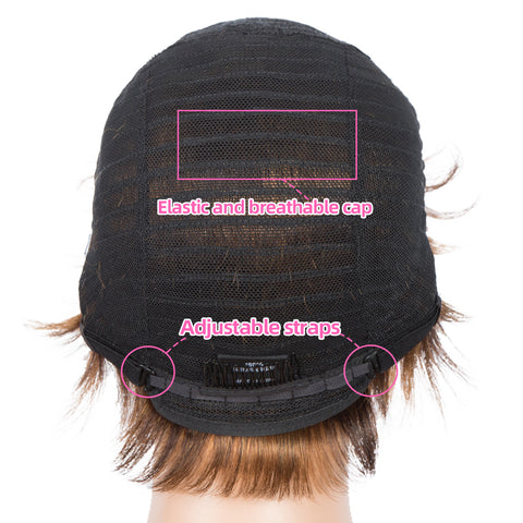 Image of Rebecca Fashion Human Hair Wigs 9 Inch Short Curly Pixie Wigs With Bangs 3 Colors