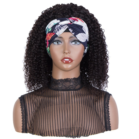 Image of Rebecca Fashion Remy Human Hair Headband Wig Kinky Curly Wigs 150% Density Natural Color