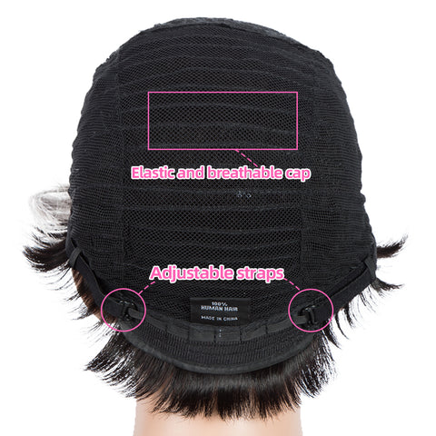 Image of Rebecca Fashion Human Hair Wigs For Women Pixie Cut Wigs 9 Inch Curly Wig Grey Color