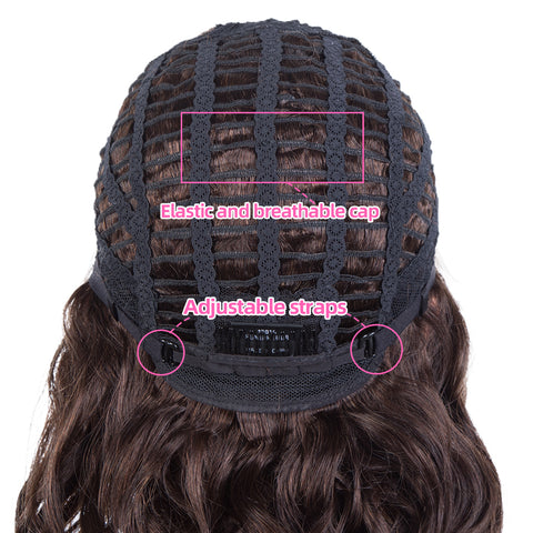 Image of Rebecca Fashion Human Hair Lace Front Wigs 5 inch Side Lace Part Wigs 12 inch Water Wavy Wig Brown Color