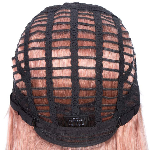 Image of Rebecca Fashion Straight Part Lace Human Hair Pink Bob Wigs With Bady Hair 12inch