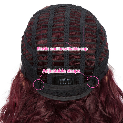 Image of Rebecca Fashion Human Hair Lace Front Wigs 5 inch Side Lace Part Wigs 12 inch Water Wavy Wig Red Color