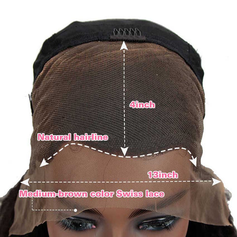 Image of Rebecca Fashion 13x4 Lace Front Wigs Kinky Straight Human Hair 180% Density Natural Black Color