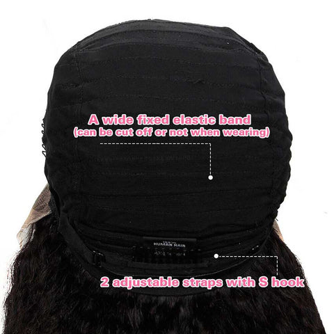 Image of Rebecca Fashion 13x4 Lace Front Wigs Kinky Straight Human Hair 180% Density Natural Black Color