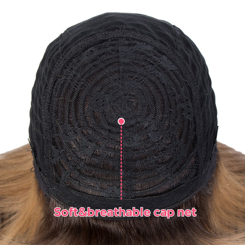 Image of Rebecca Fashion Human Hair Wigs With Bangs For Women Non-lace Wig Ombre Honey Blonde Color