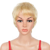 Rebecca Fashion Human Hair Wigs 9 Inch Short Curly Pixie Wigs With Bangs Blonde Color