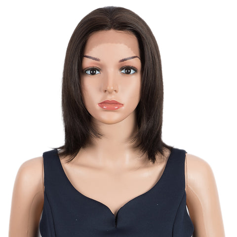 Image of Rebecca Fashion Remy Human Hair Wigs 13x2 Lace Frontal Wigs Straight Hair Bob Wig 150% Density Natural Color