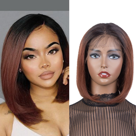 Image of Rebecca Fashion Short Straight Bob Wigs Human Hair 13x4 Lace Front Wigs Pre Plucked with Baby Hair 11 Inch