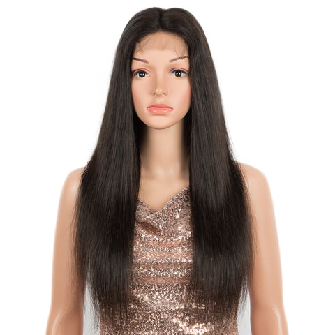 Image of Rebecca Fashion Straight 4*4 Lace Frontal Wigs Human Hair Lace Front Wig Pre-plucked Hairline with Baby Hair Wigs Natural Color