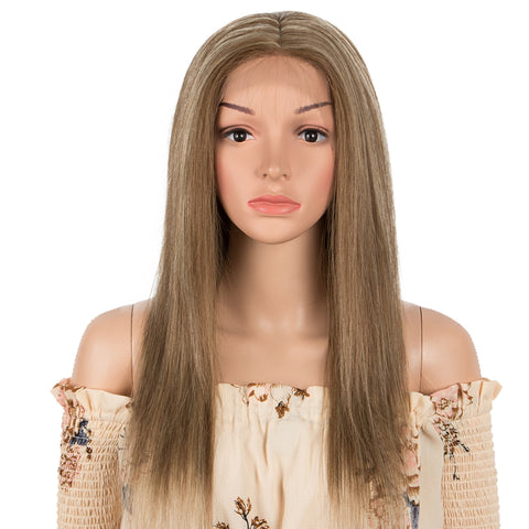Image of Rebecca Fashion Human Hair Lace Calp Wigs Wigs with Natural Lace Hairline Straight Wig with Baby Hair Piano Brown Blonde Color