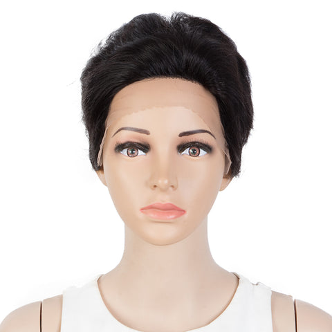 Image of Rebecca Fashion Human Hair Pixie Cut Wigs Pixie Bob Wig with Hand-tied Hairline Natural Color