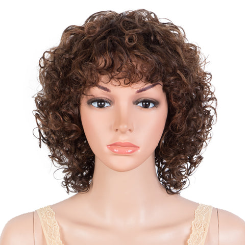 Image of Rebecca Fashion Short Bouncy Curly Wigs For Women Cute Human Hair Bob Wigs 4 Colors